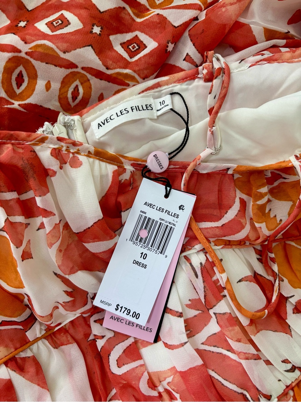 NWT AVEC LES FILLES Tropical Floral Coral Resort Anthropologie Sundress 10 - Picture 5 of 6